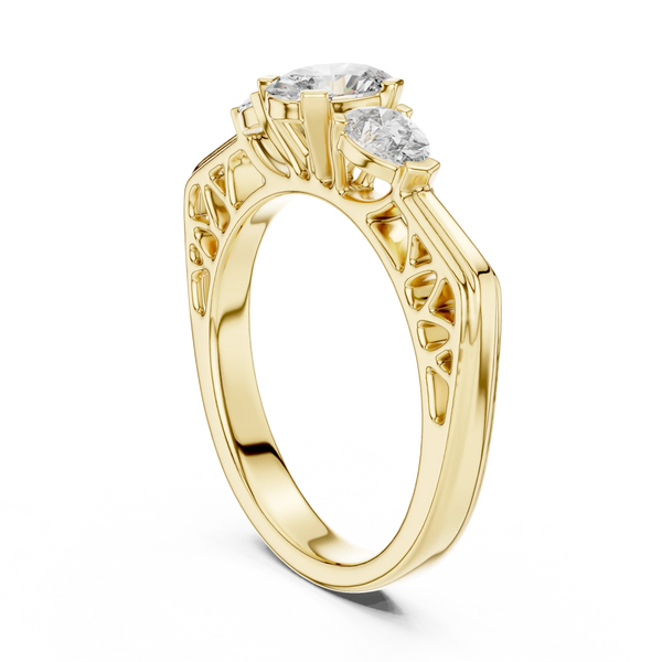 1ct Lab Grown Diamond Ring - Pear & Oval Cut Diamonds