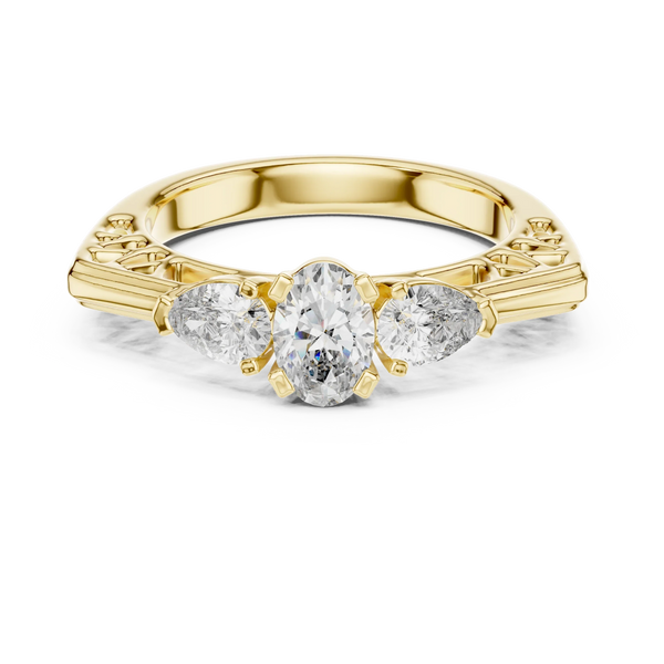 1ct Lab Grown Diamond Ring - Pear & Oval Cut Diamonds
