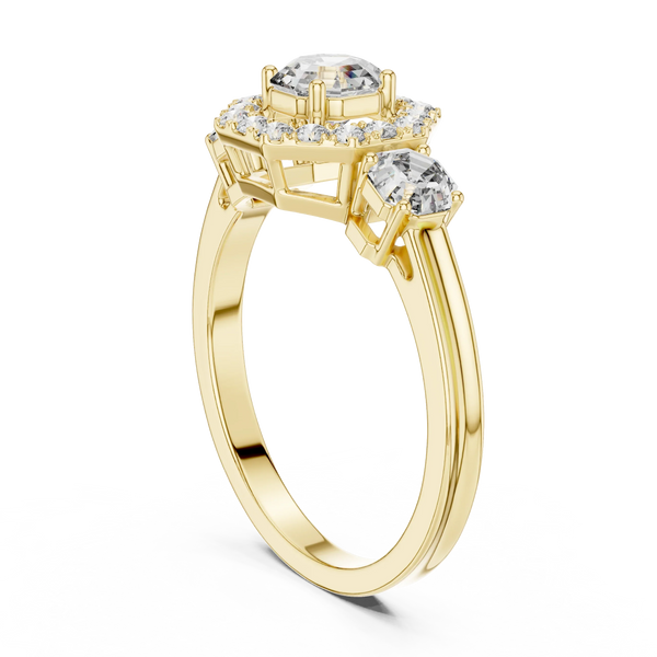 1.172ct Lab Grown Diamond Ring - Octagon & Round Cut Diamonds