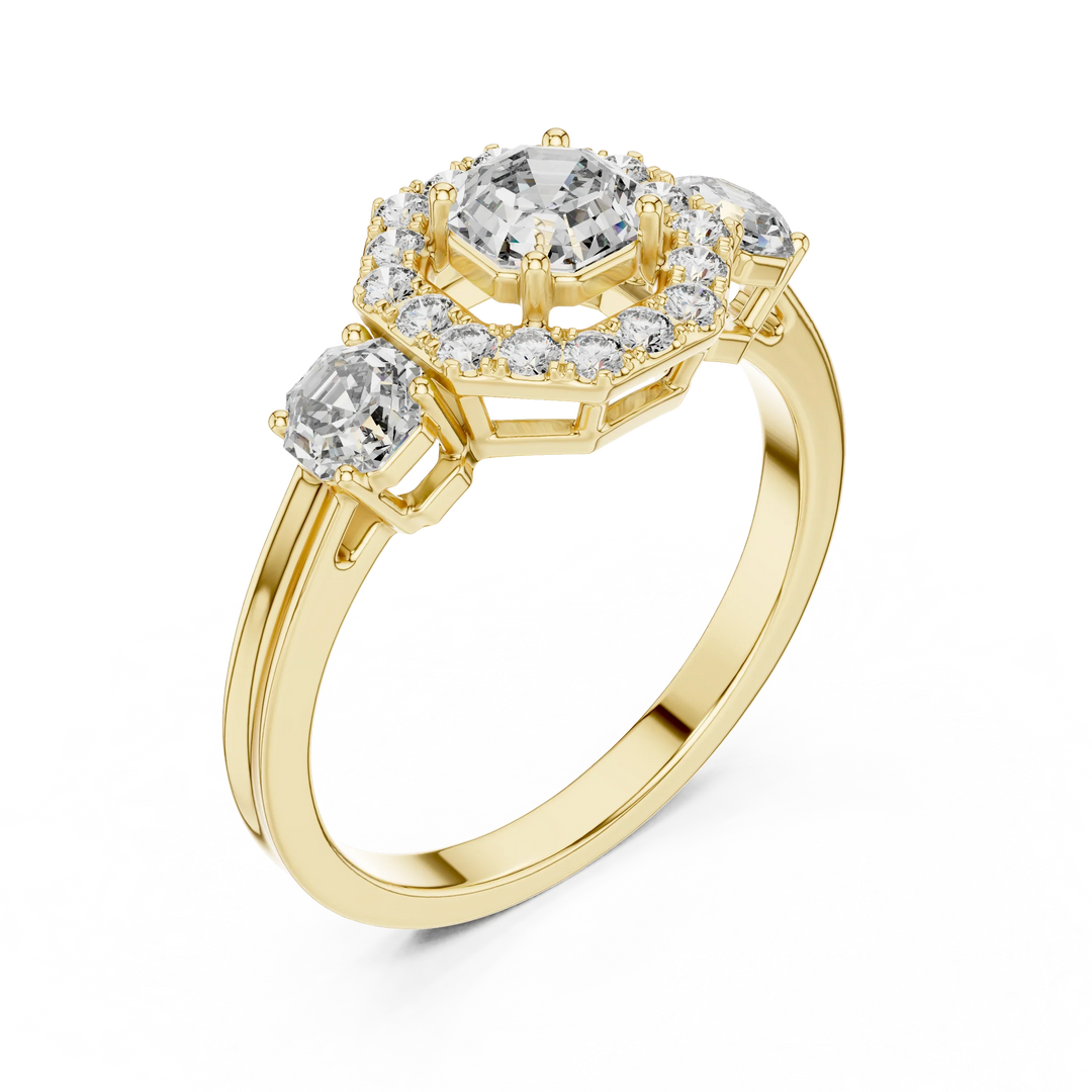 1.172ct Lab Grown Diamond Ring - Octagon & Round Cut Diamonds