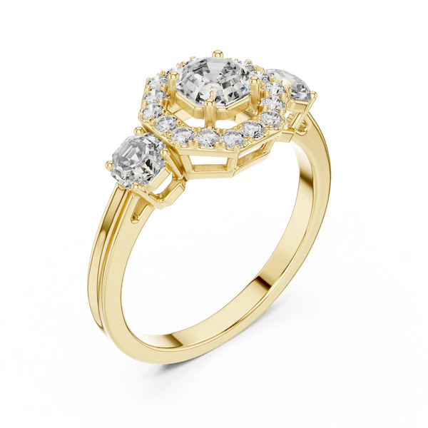 1.172ct Lab Grown Diamond Ring - Octagon & Round Cut Diamonds