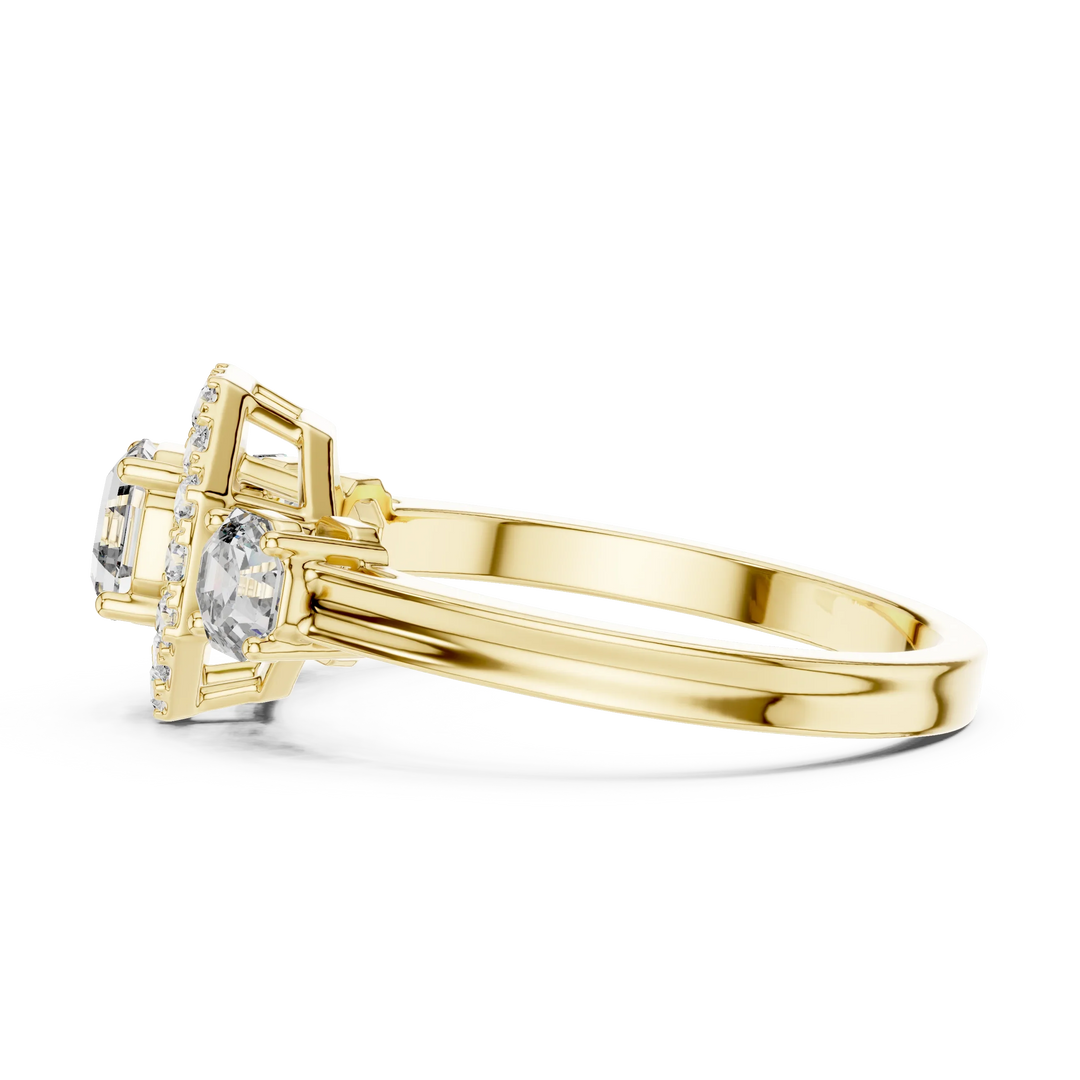1.172ct Lab Grown Diamond Ring - Octagon & Round Cut Diamonds