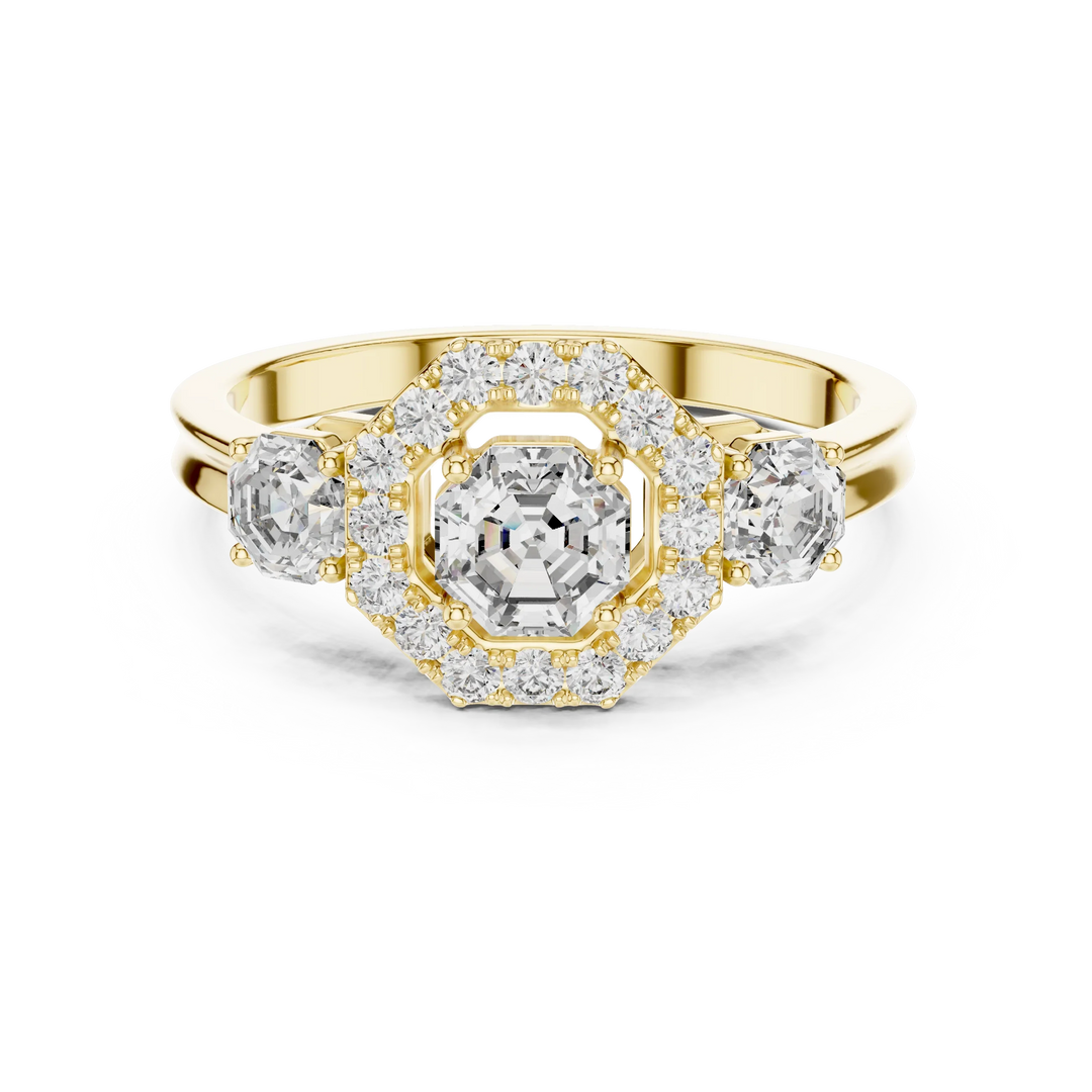 1.172ct Lab Grown Diamond Ring - Octagon & Round Cut Diamonds