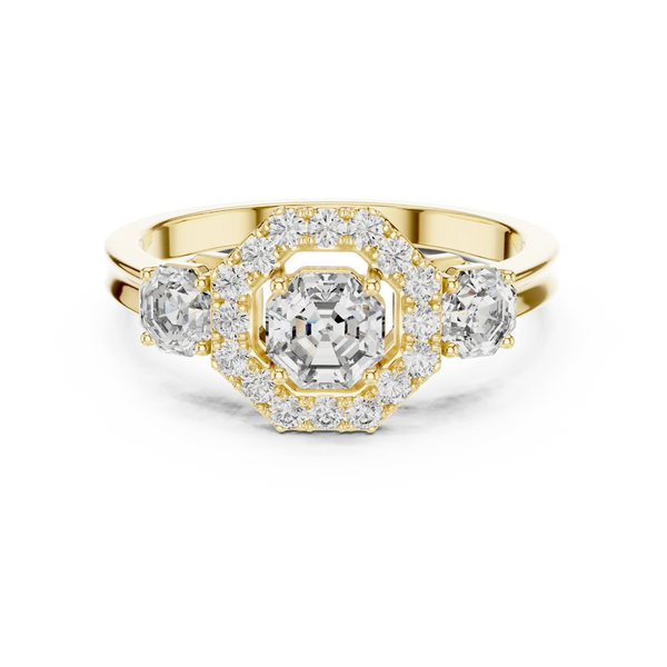 1.172ct Lab Grown Diamond Ring - Octagon & Round Cut Diamonds