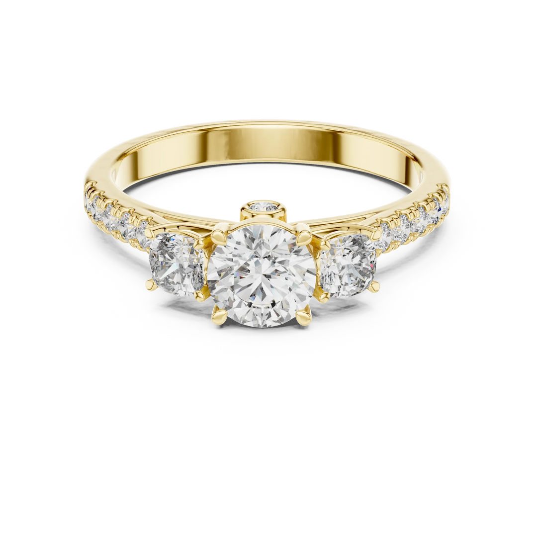 1ct Lab Grown Diamond Ring - Round & Cushion Cut Diamonds