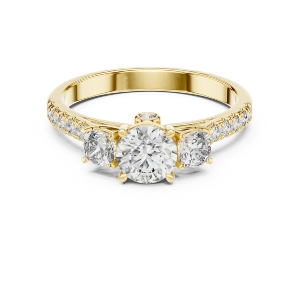 1ct Lab Grown Diamond Ring - Round & Cushion Cut Diamonds