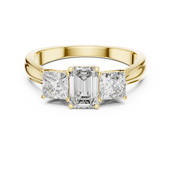 1.16ct Lab Grown Diamond Ring - Emerald & Princess Cut Diamonds