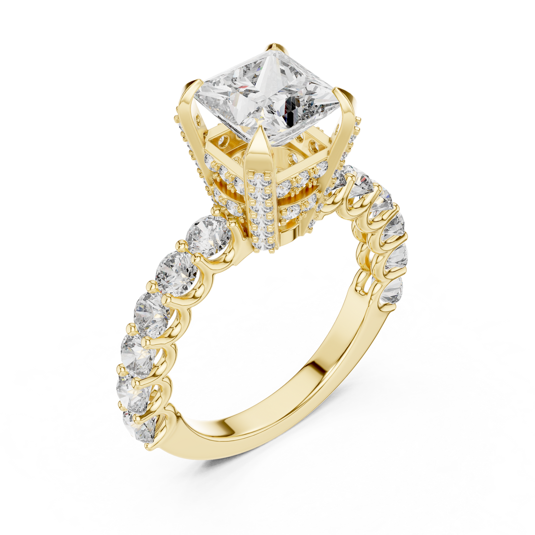 3.75ct Lab Grown Diamond Prism Sovereign Ring-Princess & Round Cut Diamonds