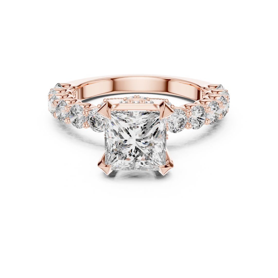 3.75ct Lab Grown Diamond Prism Sovereign Ring-Princess & Round Cut Diamonds