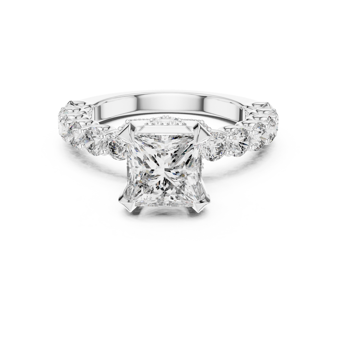 3.75ct Lab Grown Diamond Prism Sovereign Ring-Princess & Round Cut Diamonds
