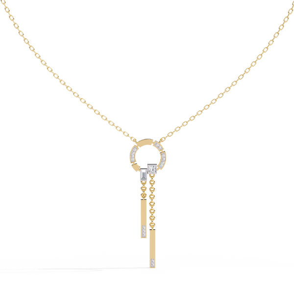 0.38ct Lab Grown Diamond Necklace - Round, Baguette & Princess Cut Diamond