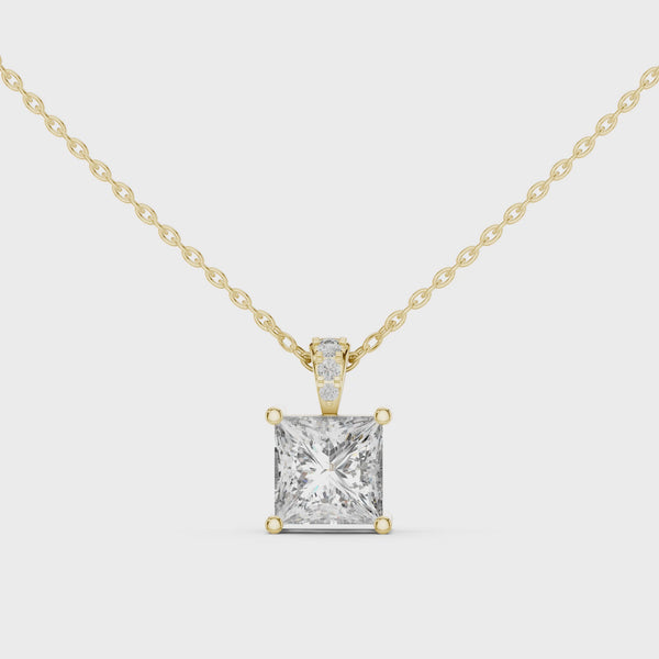 1.343ct Lab Grown Diamond Pendant - Princess & Round Cut Diamond PND-0004@7