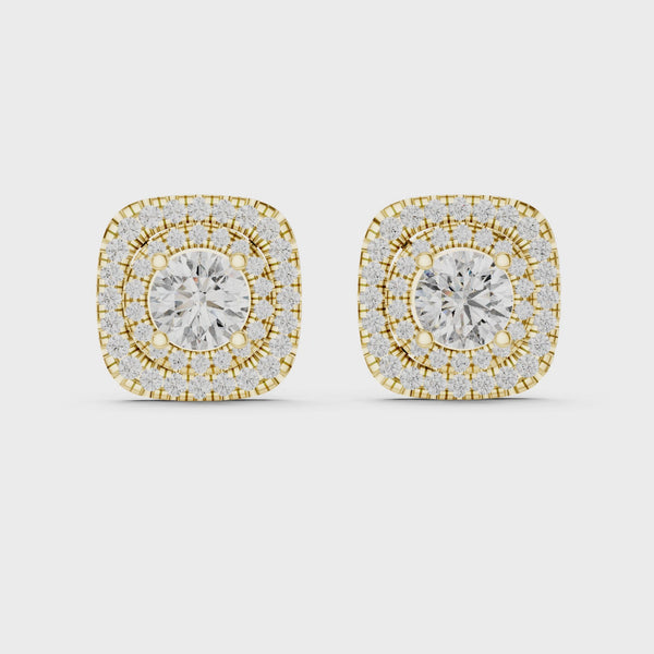 Lab Grown Diamond Earring – Double Halo Studs