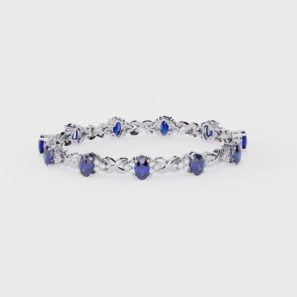 6.50ct Blue Sapphire & Lab Grown Diamond Bracelet