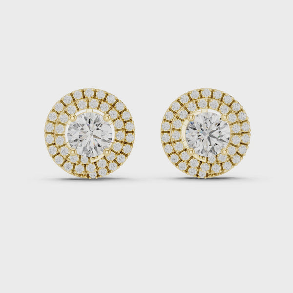 3.5ct Lab Grown Diamond Double Halo Stud Earrings