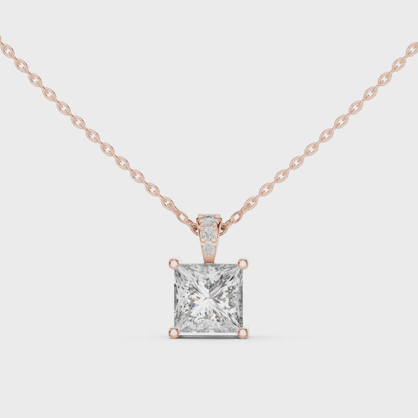 1.343ct Lab Grown Diamond Pendant - Princess & Round Cut Diamond PND-0004@7