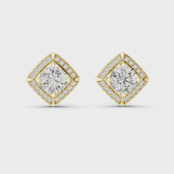 3ct Lab Grown Diamond Square Style Stud Earrings - ER-0014@7
