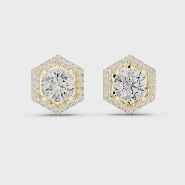 3ct Lab Grown Diamond Hexagon Earrings - ER-0013@7
