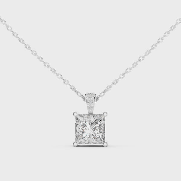 1.343ct Lab Grown Diamond Pendant - Princess & Round Cut Diamond PND-0004@7