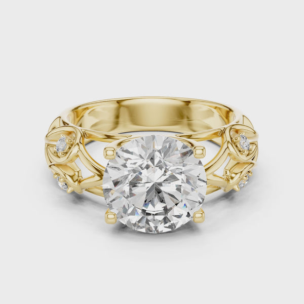 1ct, 2ct, 3ct, 4ct Lab Grown Diamond Vintage Scroll Ring
