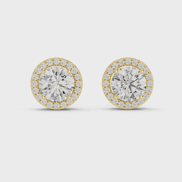 3ct Lab Grown Diamond Halo Stud Earrings - ER-0015@7