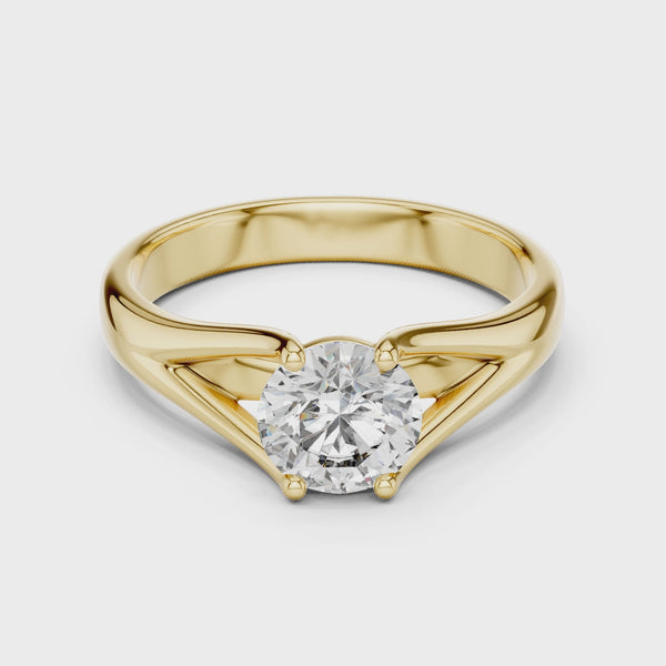 1ct Lab Grown Diamond Ring – V Cut Band