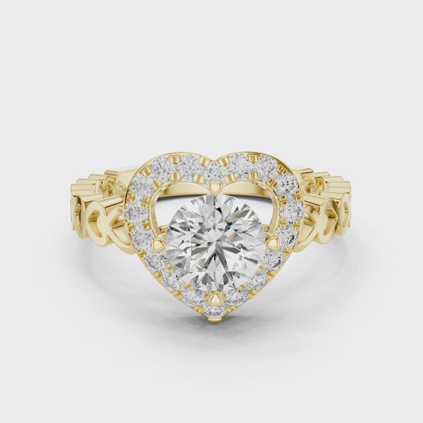 1ct, 2ct, 3ct, 4ct Lab Grown Diamond Sweetheart Halo Ring